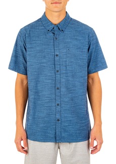Hurley Men's One and Only Textured Short Sleeve Button Up obsidian S