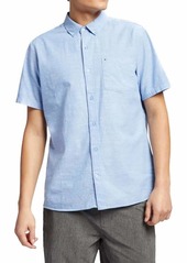 Hurley mens One and Only Textured Short Sleeve Up Button Down Shirt   US