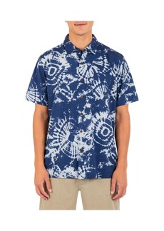 Hurley Men's Rincon Print Short Sleeve Button-Up Shirt - Abyss