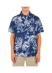 Hurley Men's Rincon Print Short Sleeve Button-Up Shirt - Blue Dream