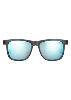 Hurley New Schoolers 56mm Polarized Square Sunglasses in Matte Blk/blue/Smoke Base at Nordstrom