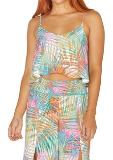 Hurley Primavera Palm Flounce Crop Cover-Up Top in Isle Green Palm at Nordstrom