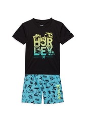 Hurley ​Little Boy&#8217;s 2 Piece Shark Paradise Shirt & Swim Trunks Set