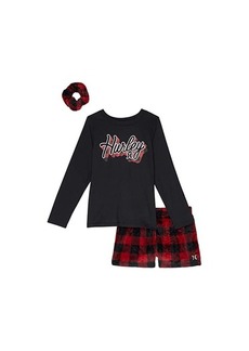Hurley Pajama Top, Shorts and Scrunchie Three-Piece Gift Set (Little Kids/Big Kids)