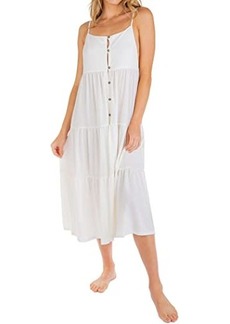 Hurley Solid Button Front Tiered Midi
