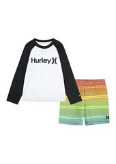 Hurley UPF 50+ Long Sleeve T-Shirt & Swim Trunks Two-Piece Set (Toddler)