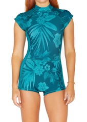 Hurley Max Hawaii Shadow Short Sleeve Rashguard Swimsuit in Monterey Bay Multi at Nordstrom