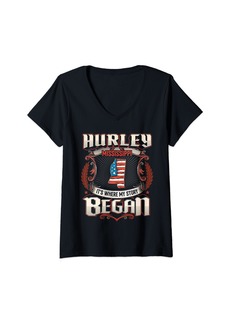 Womens Hurley Mississippi USA Flag 4th Of July V-Neck T-Shirt