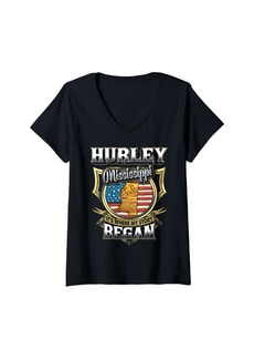 Womens Hurley Mississippi USA Flag 4th Of July V-Neck T-Shirt