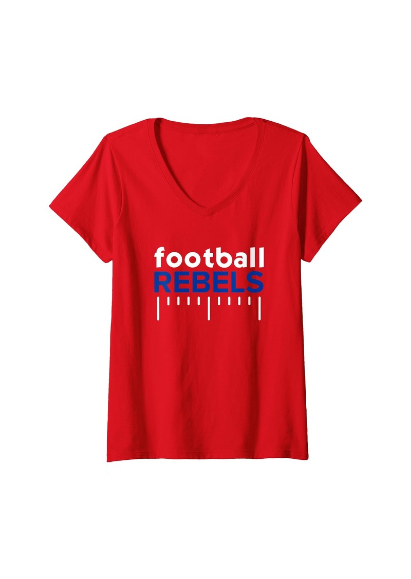 Womens Hurley Rebels Football Lines HS V-Neck T-Shirt