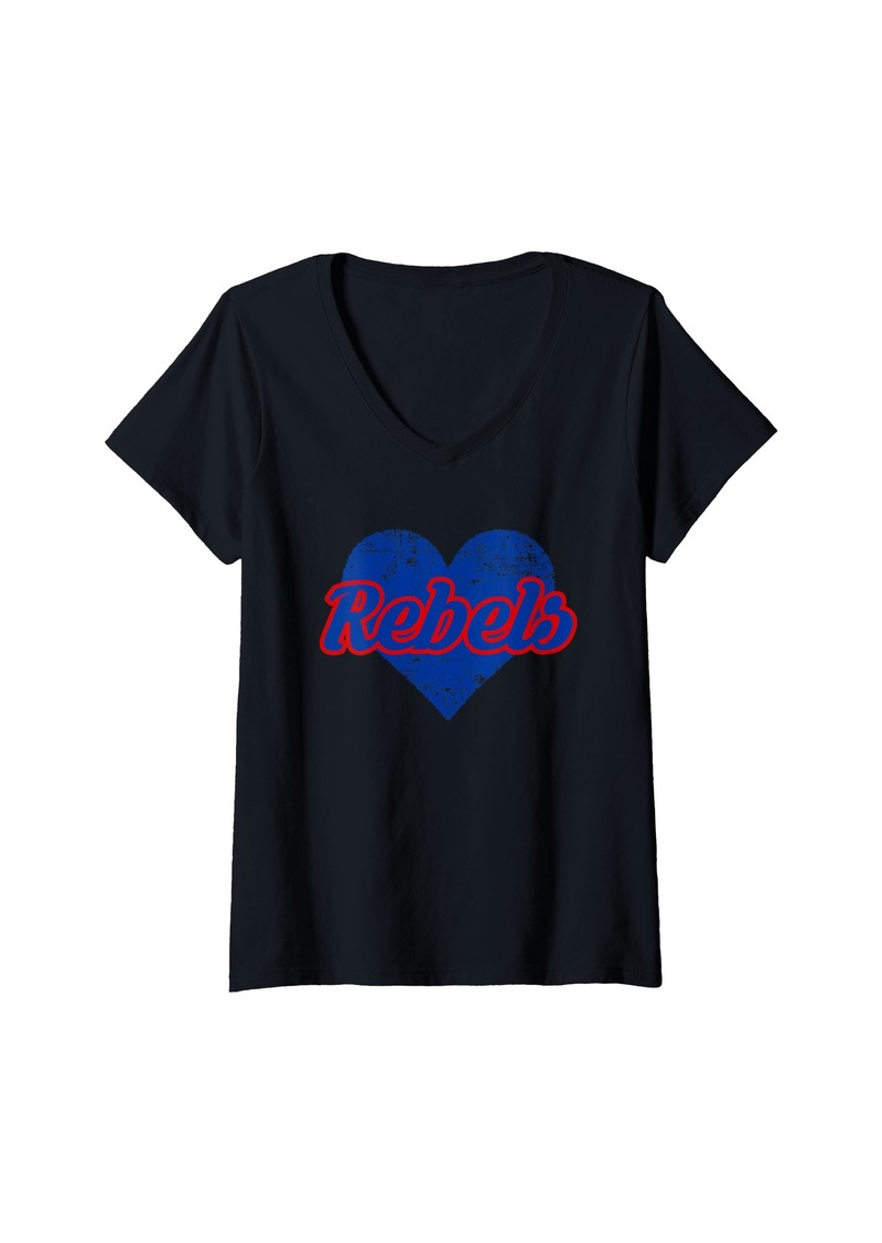 Womens Hurley Rebels Over Heart V-Neck T-Shirt