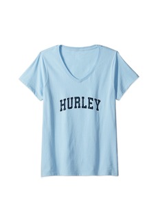 Womens Hurley Virginia VA Vintage Sports Design Navy Design V-Neck T-Shirt