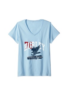 Womens Hurley Virginia Vintage Patriotic Sports Design V-Neck T-Shirt