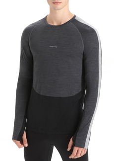 icebreaker Men's 125 ZoneKnit Merino Long Sleeve Crew Thermal Top, Large, Jet Hthr/Blk/Mtro Hthr/Cb | Father's Day Gift Idea