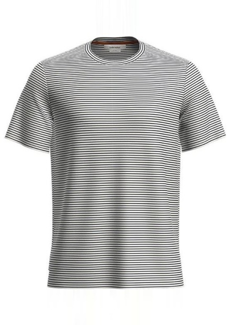icebreaker Men's Merino Linen Short Sleeve T-Shirt, Medium, Snow/Midnight Navy/S
