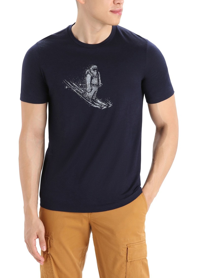 Icebreaker Men's Tech Lite II Short Sleeve Ski Yeti T-Shirt, Small, Blue