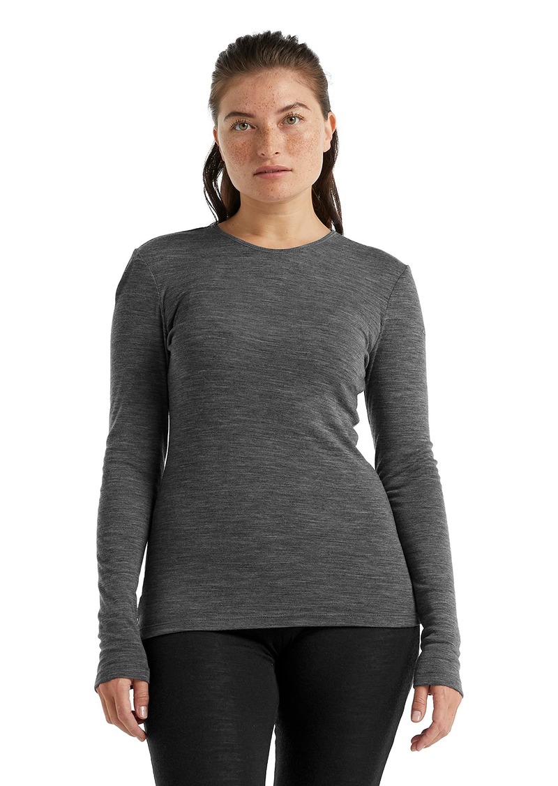 Icebreaker Merino 175 Everyday Women’s Shirts Long Sleeve Crew 100% Pure Merino Wool Base Layer for Women with Soft Ribbed Fabric - Thermal Shirt for Cold Weather Gritstone HTHR