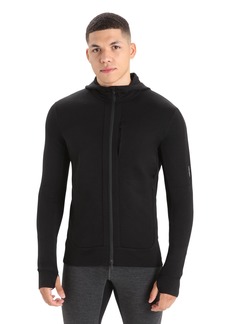 Icebreaker Merino Quantum III Zip Up Hoodie for Men 100% Merino Wool Long Sleeve Men’s Zip-Up Sweater with Zippered Pockets Thumb Loops - Athletic Sweatshirt