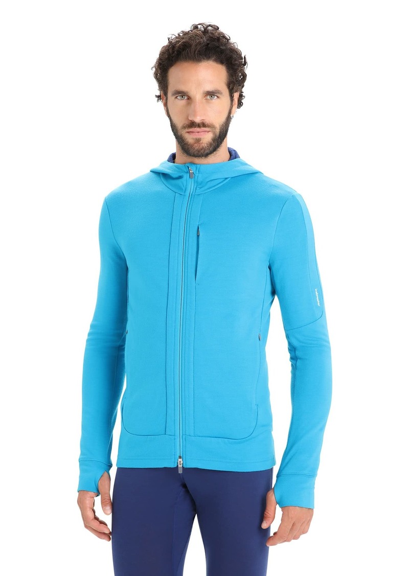 Icebreaker Merino Quantum III Zip Up Hoodie for Men 100% Merino Wool Long Sleeve Men’s Zip-Up Sweater with Zippered Pockets Thumb Loops - Athletic Sweatshirt /CB