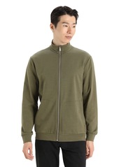 Icebreaker Merino Wool Sweatshirt for Men Full Zip - Warm Organic Cotton - Casual Long Sleeve Layering with Side Pockets Loden Green II