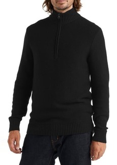 Icebreaker Waypoint Merino Wool Half Zip Sweater in Black at Nordstrom