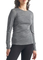 icebreaker Women's 200 Oasis Long Sleeve Crewe Baselayer Shirt, Small, Gray