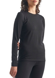 icebreaker Women's 200 Oasis Long Sleeve Crewe Baselayer Shirt, Medium, Black