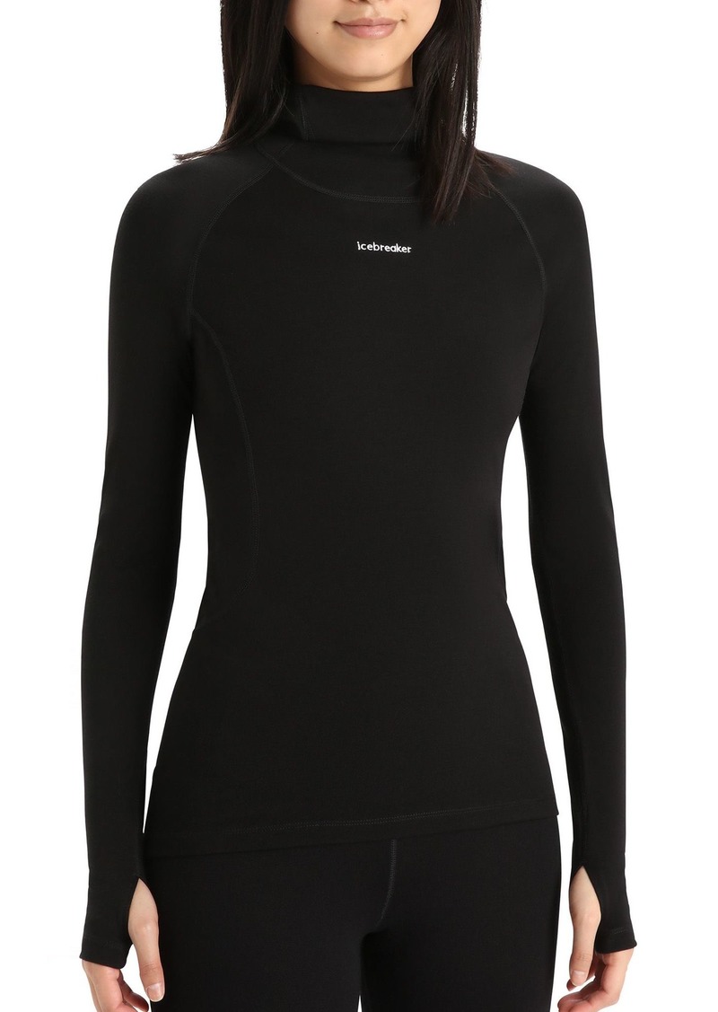 Icebreaker Women's MerinoFine Long Sleeve Roll Neck Shirt, Large, Black