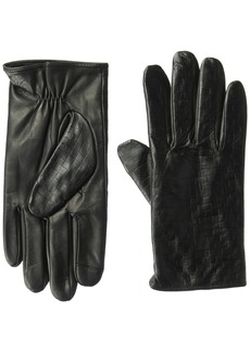 Ike Behar Men's Embossed Leather Touchscreen Gloves