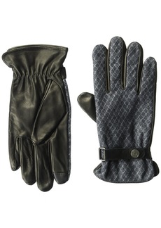 Ike Behar Men's Wool Pattern Leather Touchscreen Gloves