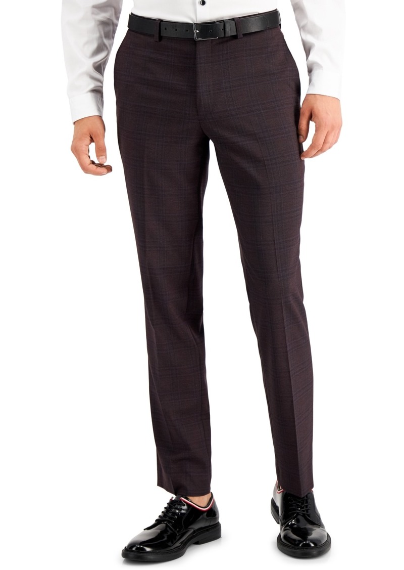 mens slim plaid dress pants