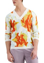Inc International Concepts Men's Floral Patterned V-Neck Sweater, Created for Macy's
