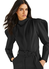 Culpos X Inc International Concepts Faux-Leather Exaggerated-Sleeve Bodysuit, Created for Macy's