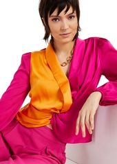 Inc International Concepts Colorblocked Twist-Front Blouse, Created for Macy's