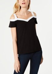 INC International Concepts Inc Contrast-Trim Cold-Shoulder Top, Created for Macy's