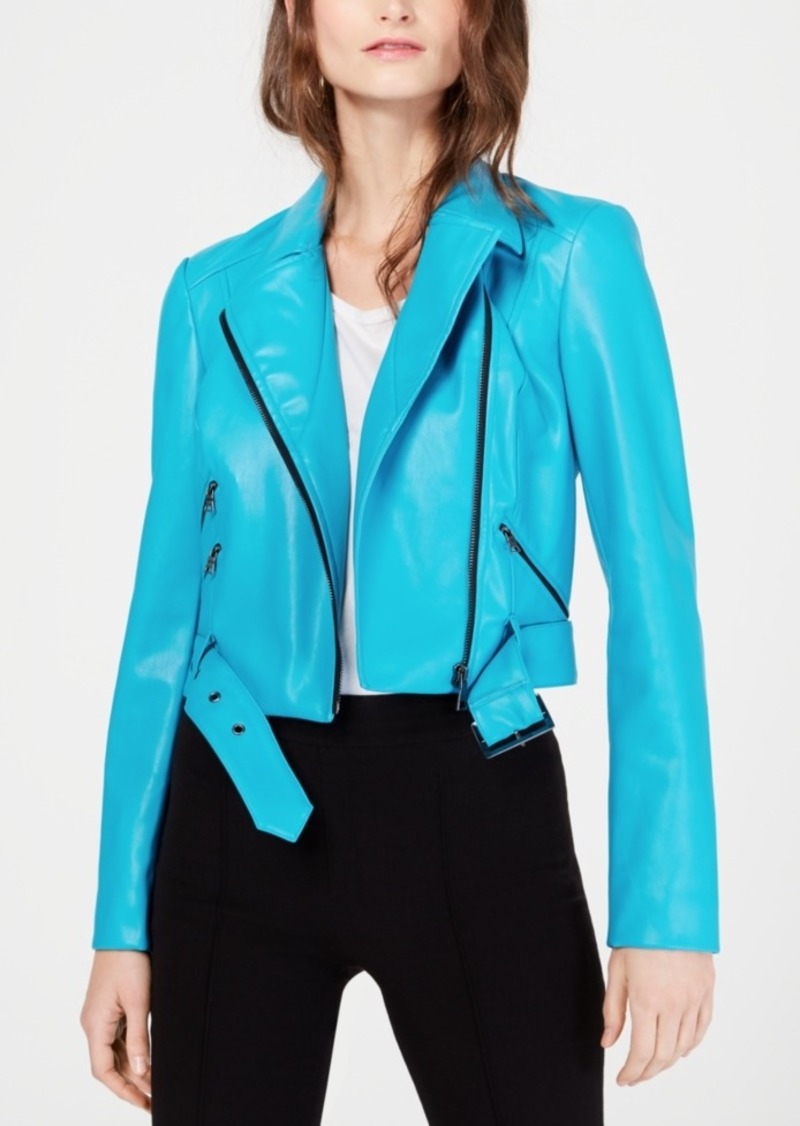I.n.c. Contrast-Zip Faux-Leather Moto Jacket, Created for Macy's