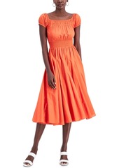 Inc International Concepts Cotton Smocked-Waist Midi Dress, Created for Macy's