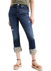 Inc International Concepts Embroidered-Cuff Cropped Jeans, Created for Macy's