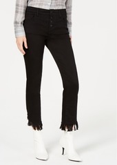 Inc International Concepts Fringe-Hem Button-Front Straight-Leg Jeans, Created for Macy's