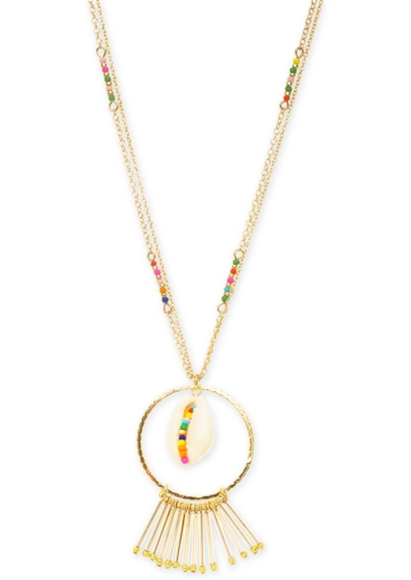 I.n.c. Gold-Tone Multicolor Bead & Shell Long Pendant Necklace, 32