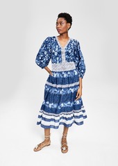 Inc International Concepts Cotton Printed 3/4-Sleeve Midi Dress, Created for Macy's