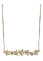 Inc International Concepts Crystal Cluster Flower Horizontal Bar Pendant Necklace, 16" + 3" extender, Created for Macy's