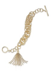 Inc International Concepts Gold-Tone Multi-Ring & Chain Tassel Toggle Bracelet, Created for Macy's