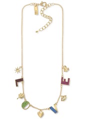 Inc International Concepts Gold-Tone Multicolor Pave Love Statement Necklace, 17" + 3" extender, Created for Macy's