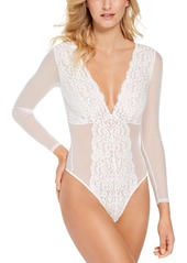 Inc International Concepts Not So Basic Long-Sleeve Lace Mesh Bodysuit, Created for Macy's