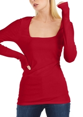 Inc International Concepts Square-Neck Ribbed Top, Created for Macy's