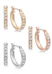 Inc International Concepts Tri-Tone Metal 3-Pc. Small Hoop Earrings Set, Created for Macy's