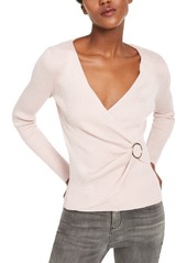 INC International Concepts Inc Lurex V-Neck Buckle Sweater, Created for Macy's