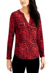 INC International Concepts Inc Plus Size Printed Zip-Pocket Top, Created for Macy's