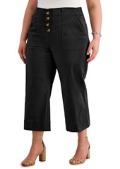 INC International Concepts Inc Plus Size Button-Front Culotte Pants, Created for Macy's
